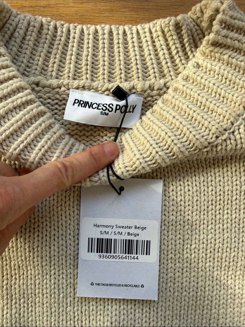 Princess Polly Beige Ribbed Crewneck Sweater - Picture 3 of 5